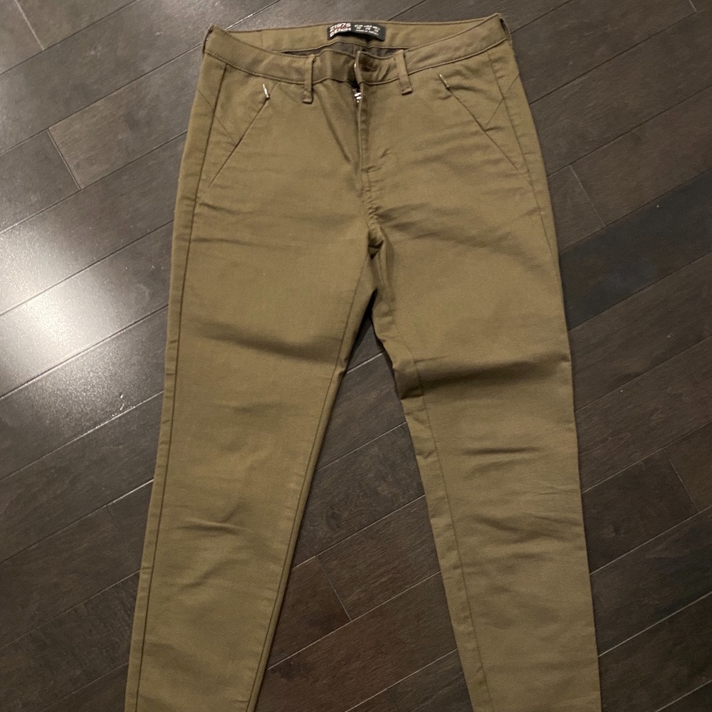 Zara Front Slanted Zipper Skinny Pants
